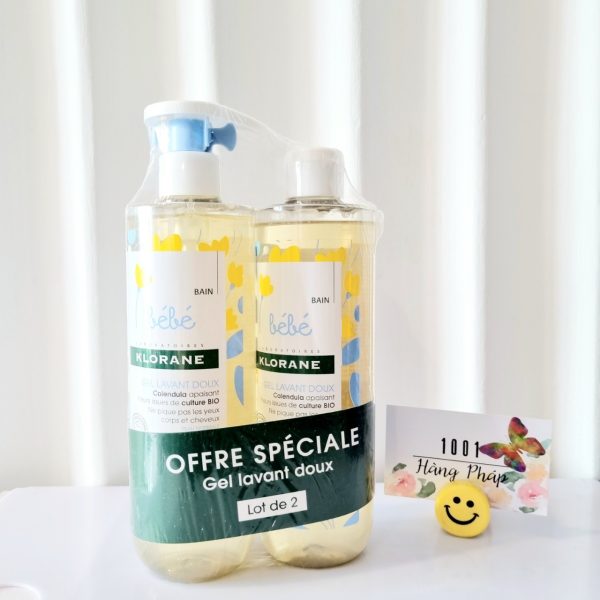 Set 2 chai sữa tắm gội cho bé Klorane Bebe 500ml của Pháp