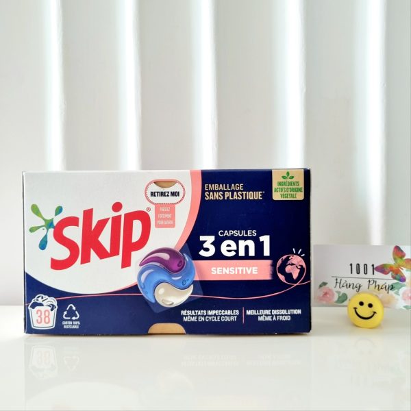 Viên giặt Skip 3 in 1 Sensitive 38 viên ôm sale 90%