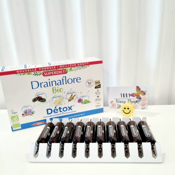 Nước uống thải độc chuyên sâu Superdiet Drainaflore Bio Detox (20x15ml) 300ml- Pháp