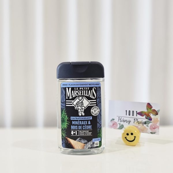 Sữa tắm Le petit Marseiliais Minéraux & Bois de Cèdre 4 trong 1, 250ml