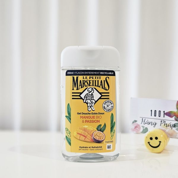 Sữa tắm Le petit Marseiliais hương xoài và chanh dây hữu cơ, 250ml