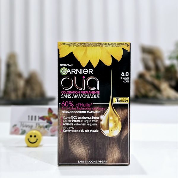 Nhuộm tóc phủ bạc Garnier Olia 6.0 - Châtain très clair (Màu nâu sáng)