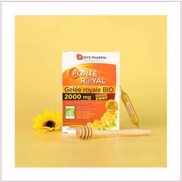 Sữa ong chúa hữu cơ Forté Royal Gelée Royale Bio 2000 mg,  20 ống
