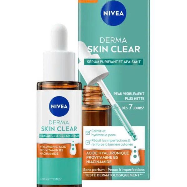Tinh chất trị mụn & sáng da Nivea Derma Skin Clear Rebalance & Clear Serum, 30ml